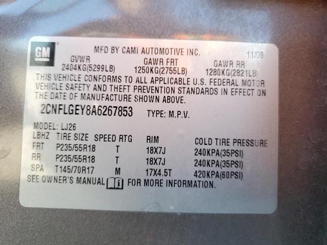 Photo 10 from auction – 2010 CHEVROLET EQUINOX LT with VIN 2CNFLGEY8A6267853