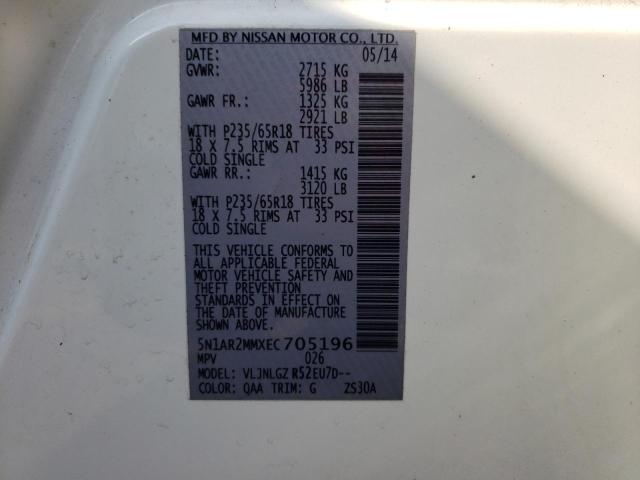 Photo 10 from auction – 2014 NISSAN PATHFINDER with VIN 5N1AR2MMXEC705196