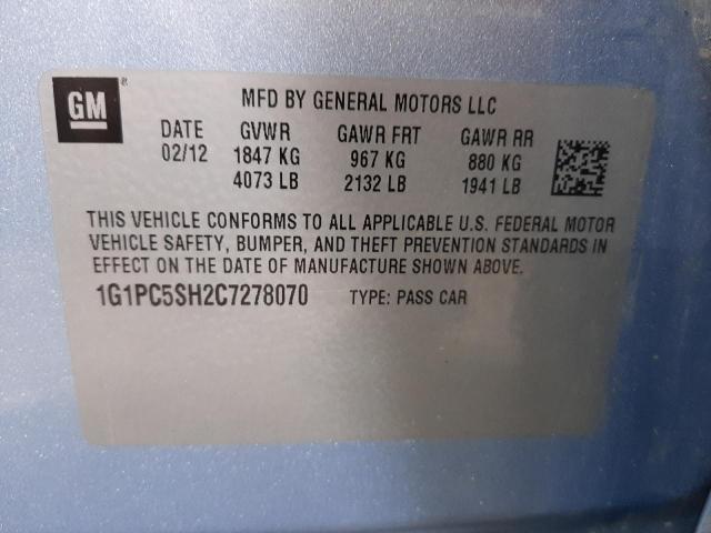 Photo 10 from auction – 2012 CHEVROLET CRUZE LS with VIN 1G1PC5SH2C7278070