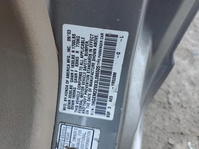 Photo 10 from auction – 2003 HONDA CIVIC EX with VIN 1HGEM229X3L086505