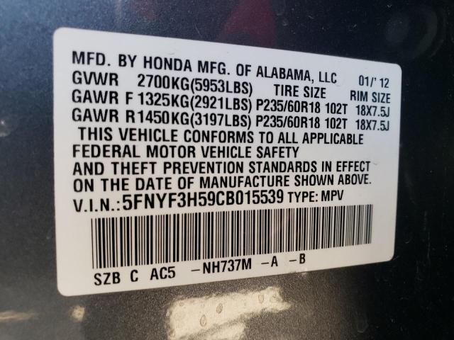 Photo 10 from auction – 2012 HONDA PILOT EXL with VIN 5FNYF3H59CB015539