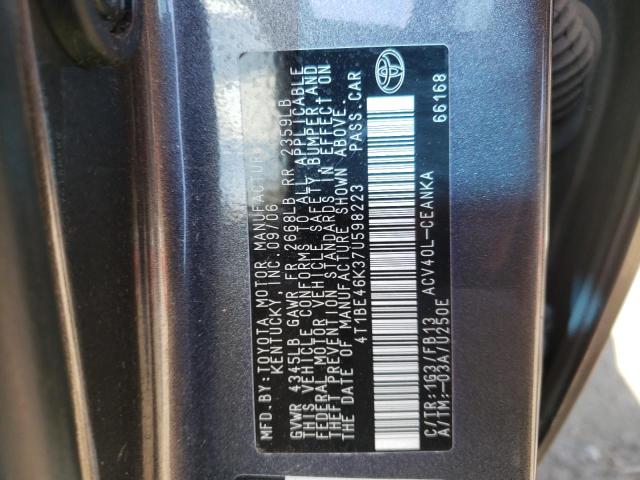 Photo 10 from auction – 2007 TOYOTA CAMRY CE with VIN 4T1BE46K37U598223