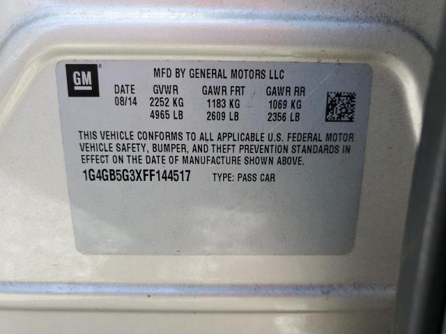 Photo 10 from auction – 2015 BUICK LACROSSE with VIN 1G4GB5G3XFF144517