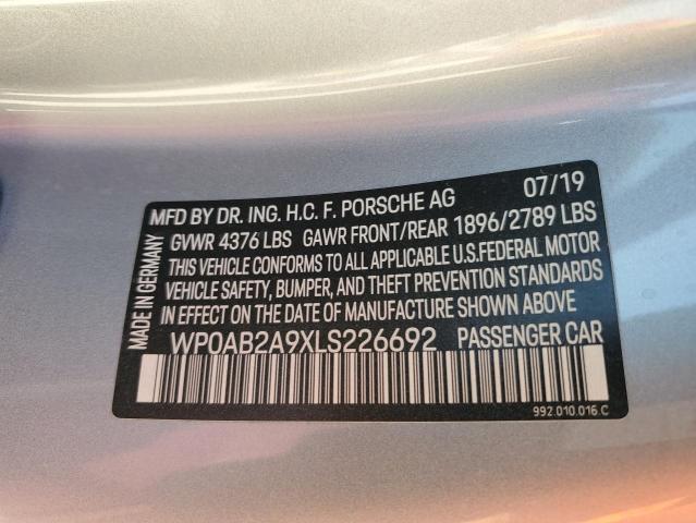 Photo 10 from auction – 2020 PORSCHE 911 CARRER with VIN WP0AB2A9XLS226692