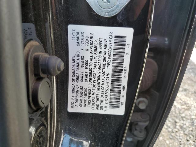 Photo 10 from auction – 2012 HONDA CIVIC LX with VIN 2HGFB2F50CH612476