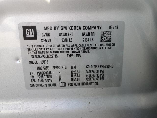 Photo 10 from auction – 2020 CHEVROLET TRAX LS with VIN KL7CJKSB5LB029715