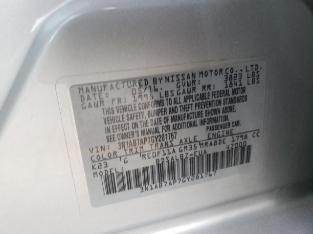 Photo 10 from auction – 2016 NISSAN SENTRA S with VIN 3N1AB7AP7GY281767