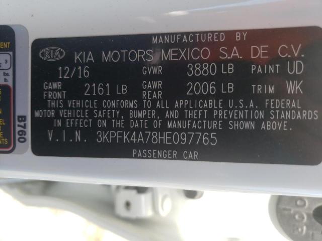 Photo 10 from auction – 2017 KIA FORTE LX with VIN 3KPFK4A78HE097765