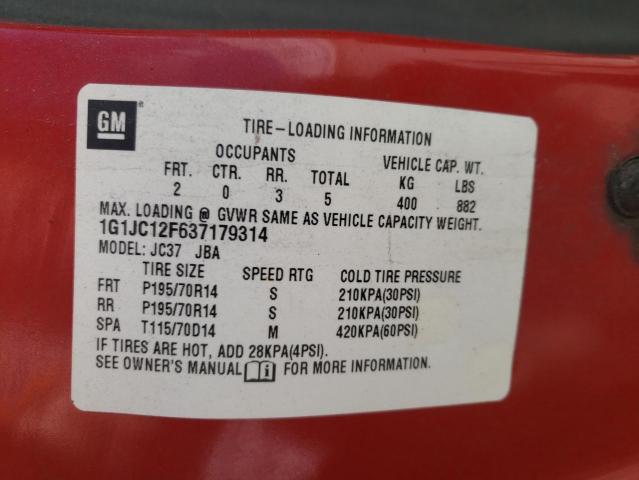 Photo 10 from auction – 2003 CHEVROLET CAVALIER with VIN 1G1JC12F637179314