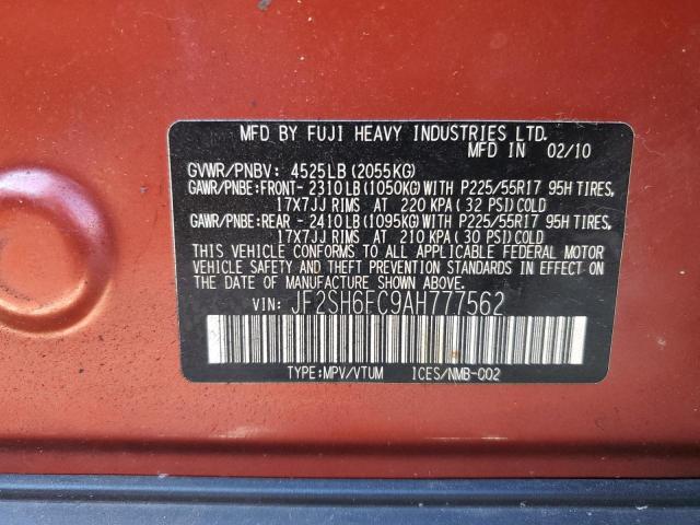 Photo 10 from auction – 2010 SUBARU FORESTER 2 with VIN JF2SH6FC9AH777562