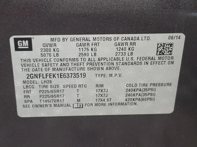 Photo 10 from auction – 2014 CHEVROLET EQUINOX LT with VIN 2GNFLFEK1E6373519