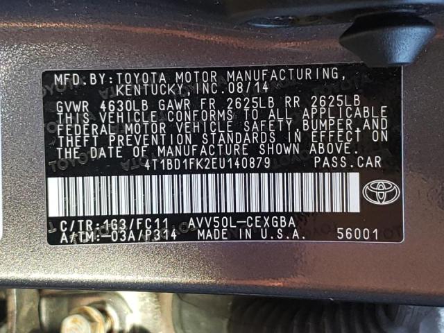 Photo 10 from auction – 2014 TOYOTA CAMRY HYBR with VIN 4T1BD1FK2EU140879