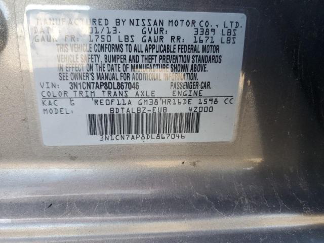 Photo 10 from auction – 2013 NISSAN VERSA S with VIN 3N1CN7AP8DL867046