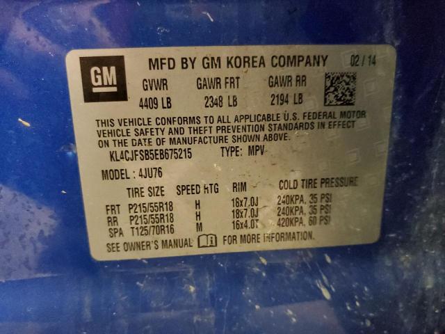 Photo 10 from auction – 2014 BUICK ENCORE CON with VIN KL4CJFSB5EB675215