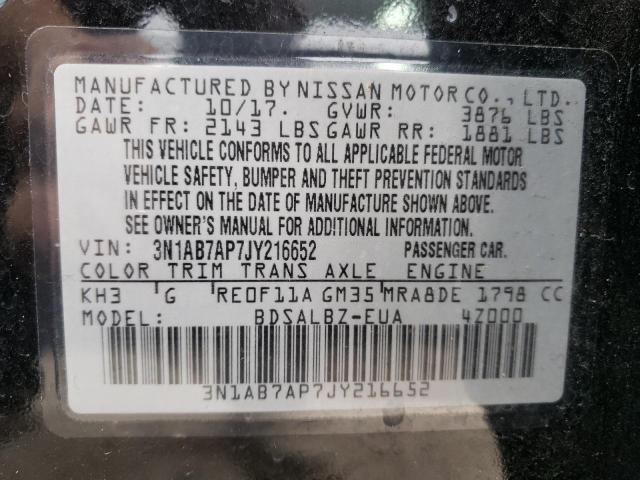 Photo 10 from auction – 2018 NISSAN SENTRA S with VIN 3N1AB7AP7JY216652