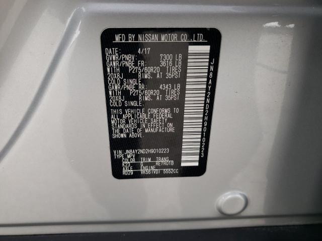 Photo 10 from auction – 2017 NISSAN ARMADA SV with VIN JN8AY2ND2H9010223