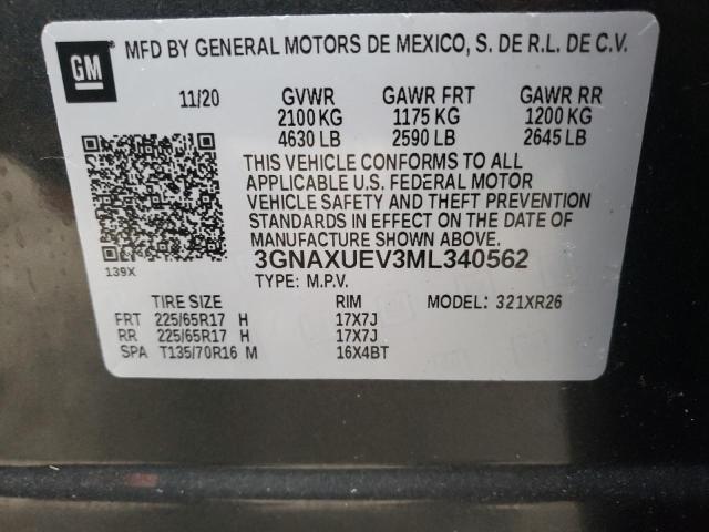 Photo 10 from auction – 2021 CHEVROLET EQUINOX LT with VIN 3GNAXUEV3ML340562