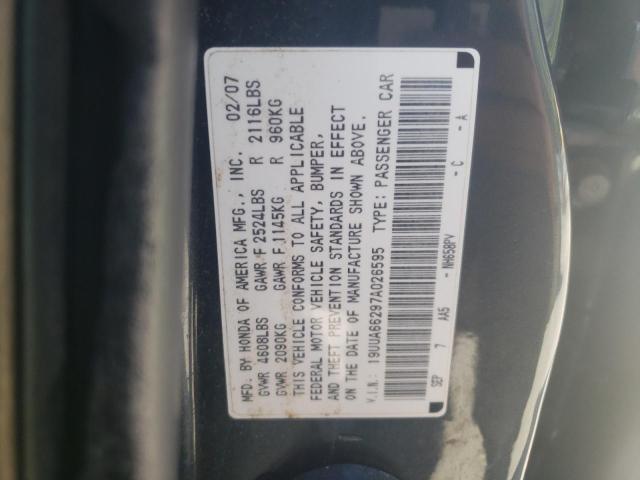 Photo 10 from auction – 2007 ACURA TL with VIN 19UUA66297A026595
