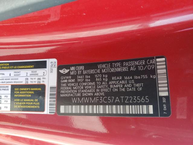 Photo 10 from auction – 2010 MINI COOPER with VIN WMWMF3C57ATZ23565