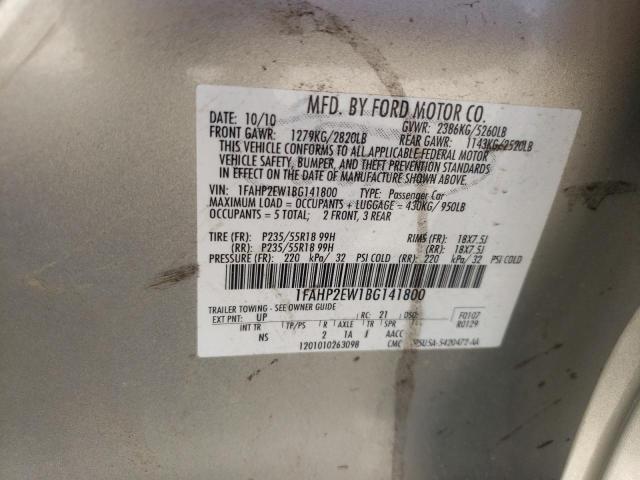 Photo 10 from auction – 2011 FORD TAURUS SEL with VIN 1FAHP2EW1BG141800