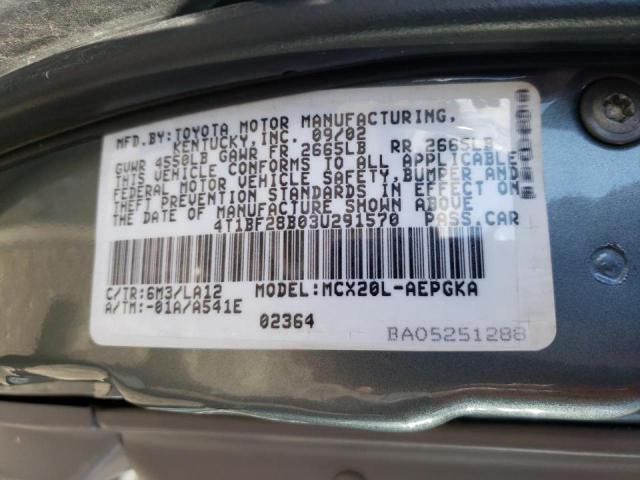 Photo 10 from auction – 2003 TOYOTA AVALON XL with VIN 4T1BF28B03U291570