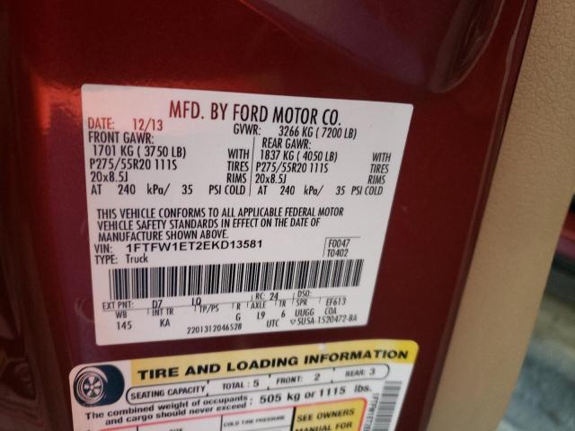 Photo 10 from auction – 2014 FORD F150 SUPER with VIN 1FTFW1ET2EKD13581