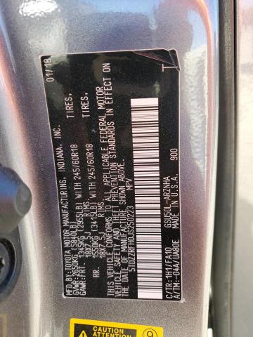 Photo 10 from auction – 2018 TOYOTA HIGHLANDER with VIN 5TDZZRFH0JS250223