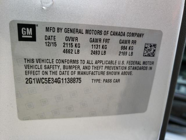 Photo 10 from auction – 2016 CHEVROLET IMPALA LIM with VIN 2G1WC5E34G1138875
