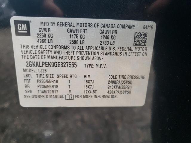 Photo 10 from auction – 2016 GMC TERRAIN SL with VIN 2GKALPEK9G6327565