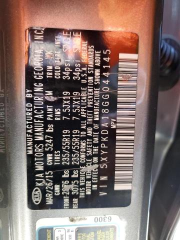 Photo 10 from auction – 2016 KIA SORENTO SX with VIN 5XYPKDA18GG044145