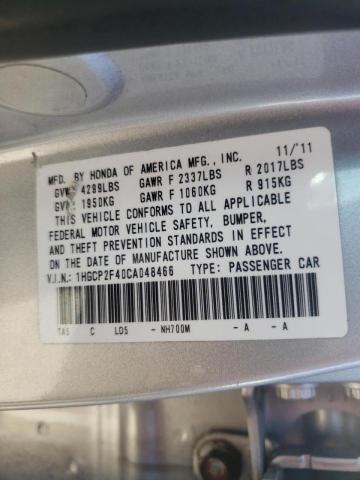 Photo 10 from auction – 2012 HONDA ACCORD LXP with VIN 1HGCP2F40CA048466