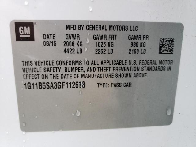 Photo 10 from auction – 2016 CHEVROLET MALIBU LIM with VIN 1G11B5SA3GF112678