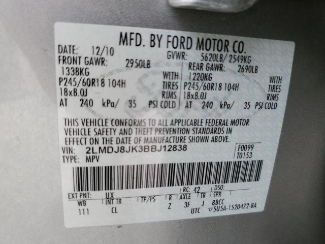 Photo 10 from auction – 2011 LINCOLN MKX with VIN 2LMDJ8JK3BBJ12838