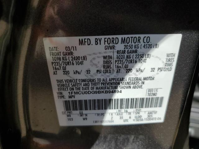 Photo 10 from auction – 2011 FORD ESCAPE XLT with VIN 1FMCU0DG9BKB94894