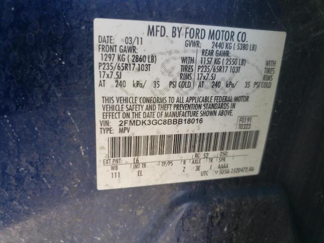 Photo 10 from auction – 2011 FORD EDGE SE with VIN 2FMDK3GC8BBB18016