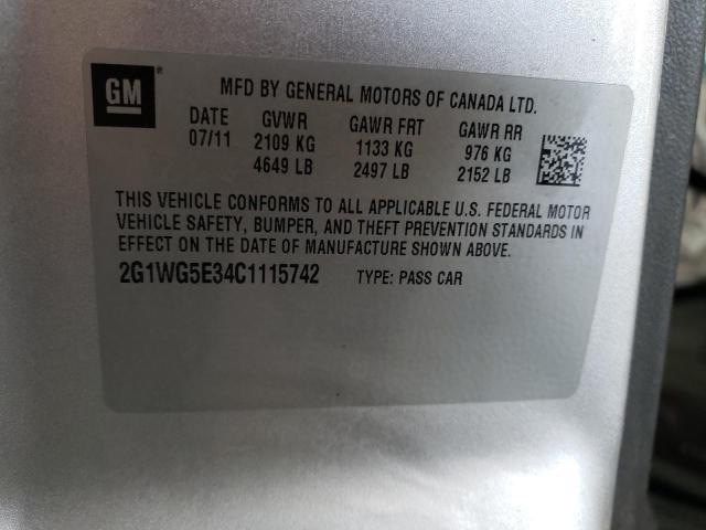 Photo 10 from auction – 2012 CHEVROLET IMPALA LT with VIN 2G1WG5E34C1115742