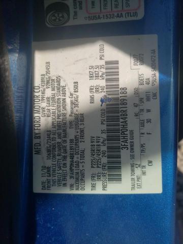 Photo 10 from auction – 2011 FORD FUSION SE with VIN 3FAHP0HA4BR189188