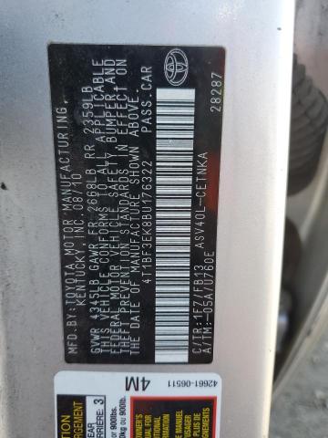 Photo 10 from auction – 2011 TOYOTA CAMRY BASE with VIN 4T1BF3EK8BU176322