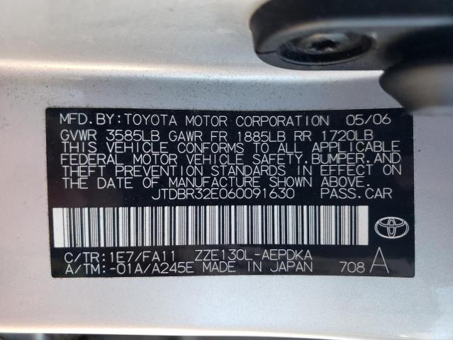 Photo 10 from auction – 2006 TOYOTA COROLLA CE with VIN JTDBR32E060091630