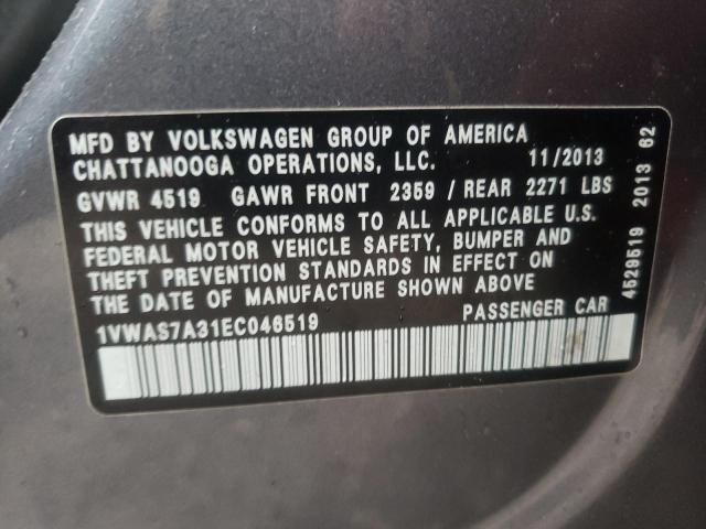 Photo 10 from auction – 2014 VOLKSWAGEN PASSAT S with VIN 1VWAS7A31EC046519