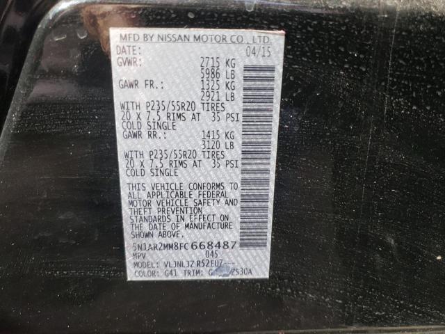 Photo 10 from auction – 2015 NISSAN PATHFINDER with VIN 5N1AR2MM8FC668487