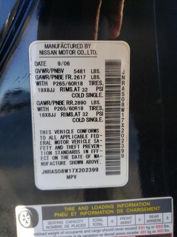 Photo 10 from auction – 2007 INFINITI FX35 with VIN JNRAS08W17X202399