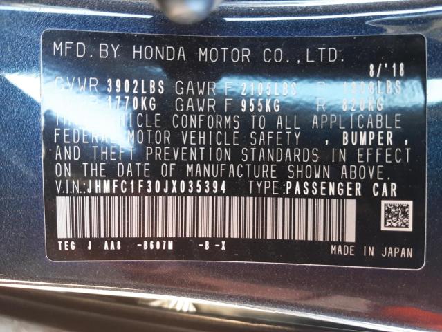 Photo 10 from auction – 2018 HONDA CIVIC EX with VIN JHMFC1F30JX035394