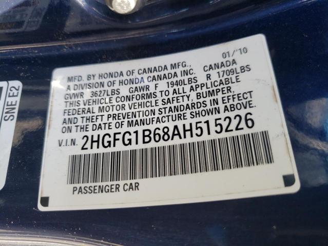 Photo 10 from auction – 2010 HONDA CIVIC with VIN 2HGFG1B68AH515226