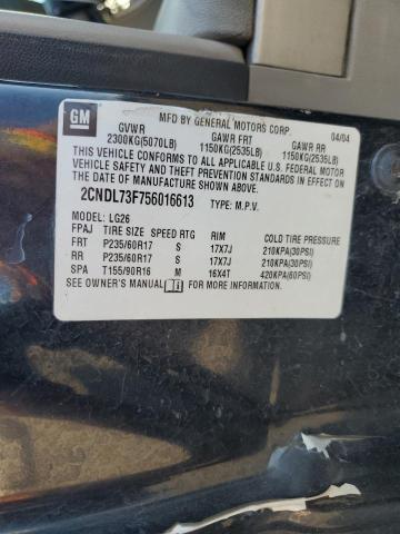 Photo 10 from auction – 2005 CHEVROLET EQUINOX LT with VIN 2CNDL73F756016613