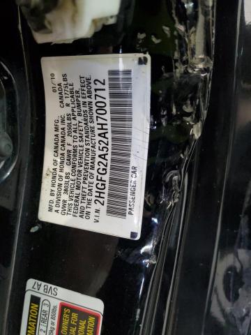 Photo 10 from auction – 2010 HONDA CIVIC SI with VIN 2HGFG2A52AH700712