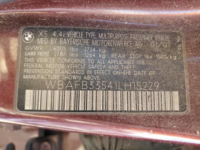 Photo 10 from auction – 2001 BMW X5 4.4I with VIN WBAFB33541LH15229