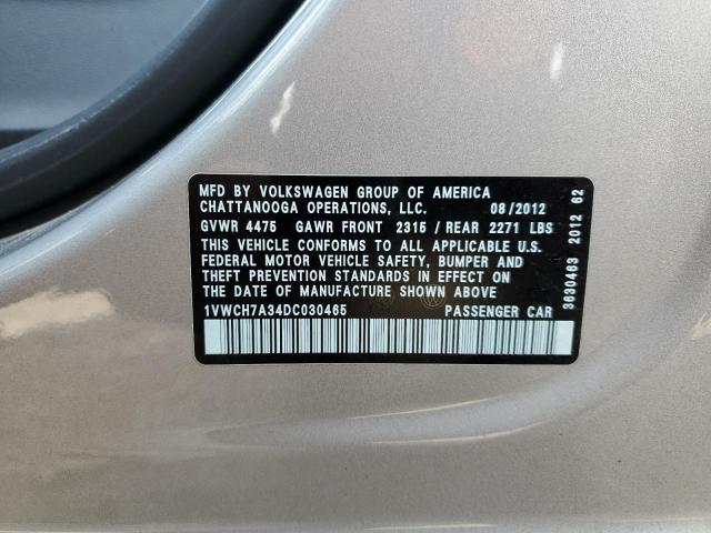 Photo 10 from auction – 2013 VOLKSWAGEN PASSAT SEL with VIN 1VWCH7A34DC030465