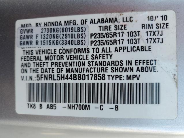 Photo 10 from auction – 2011 HONDA ODYSSEY EX with VIN 5FNRL5H44BB017858