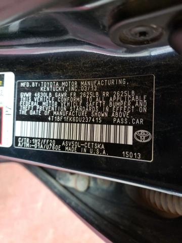 Photo 10 from auction – 2013 TOYOTA CAMRY L with VIN 4T1BF1FK6DU237415